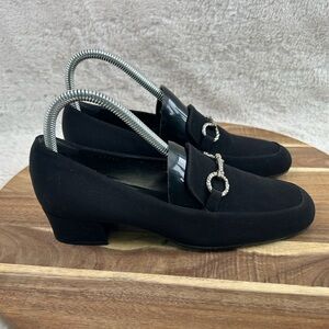 Cole Haan Formal Loafers Italy Womens Size 7.5 Black Buckle Slip On